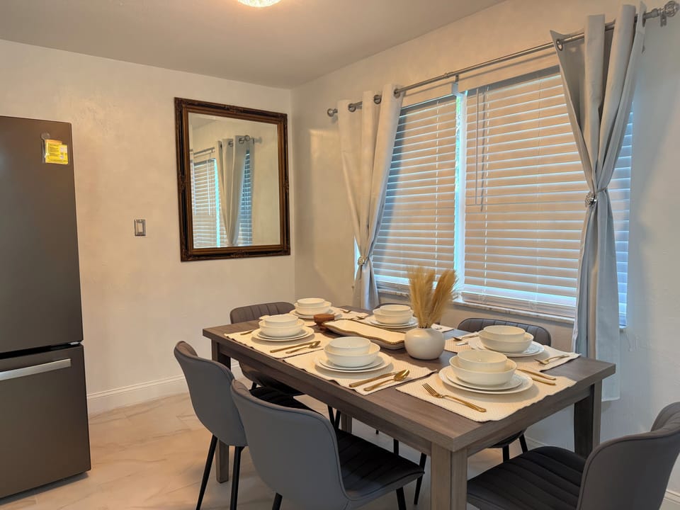Gather around your beautifully set dining table.