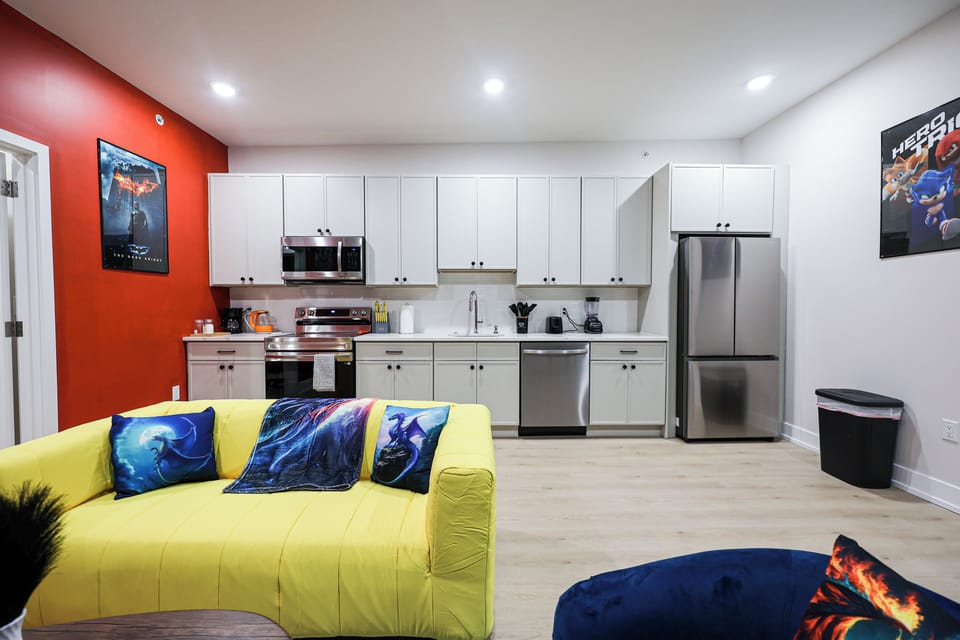 A welcoming kitchen with ample counter space.

