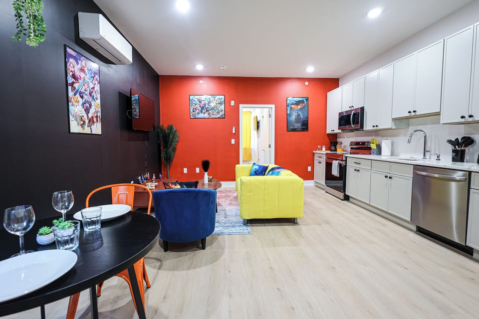 Comfortable seating arranged for conversation and relaxation.

