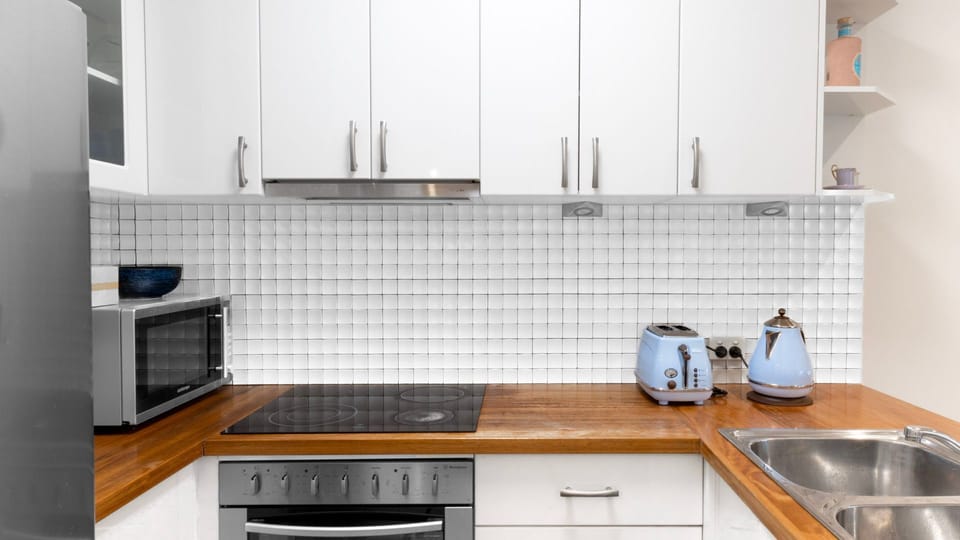 Modern kitchen with stainless-steel appliances