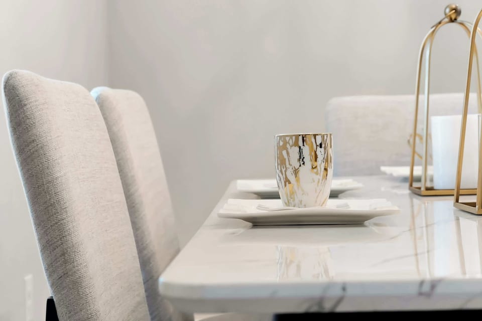 A touch of elegance — enjoy every meal at this thoughtfully styled dining table.