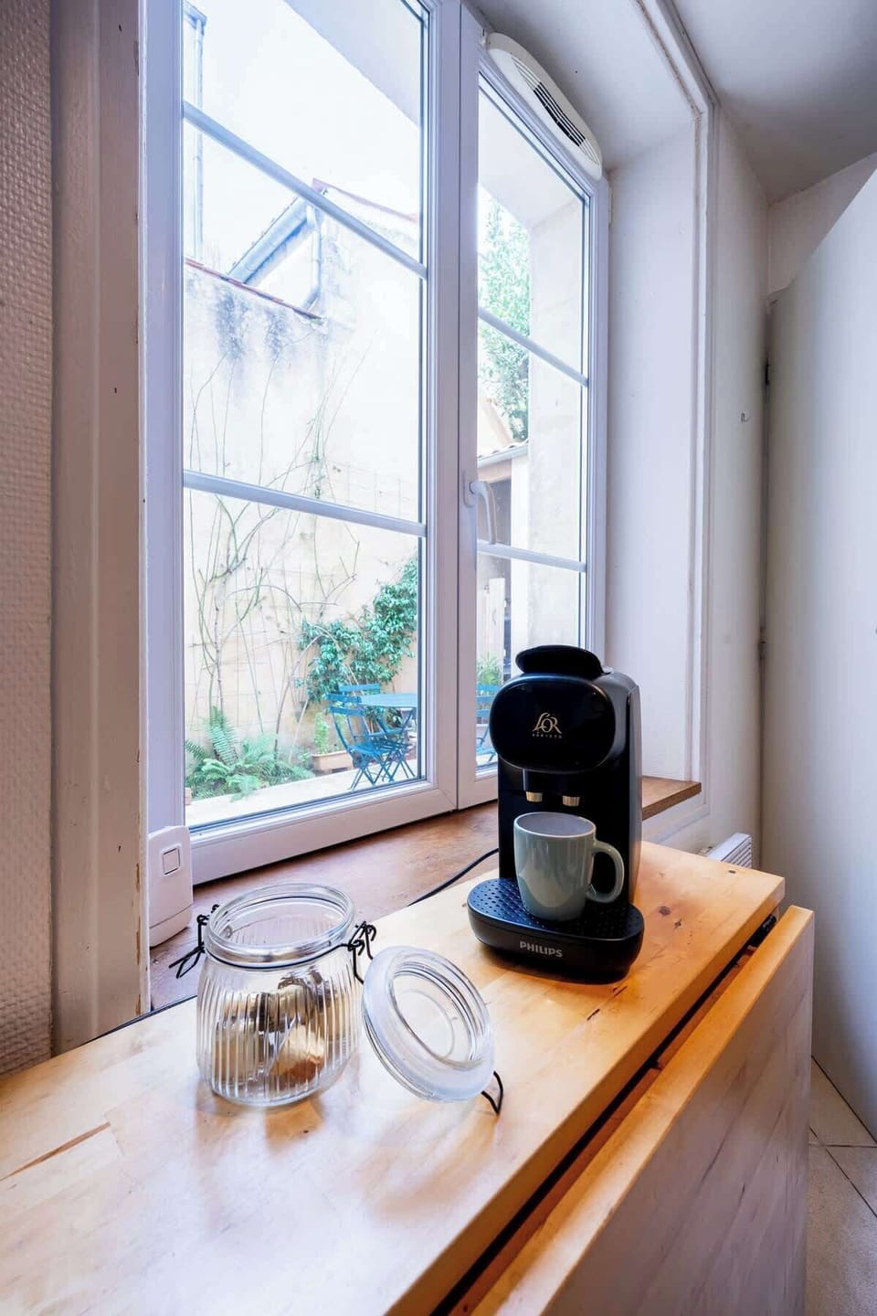 Cafetière pour le premier café du matin.