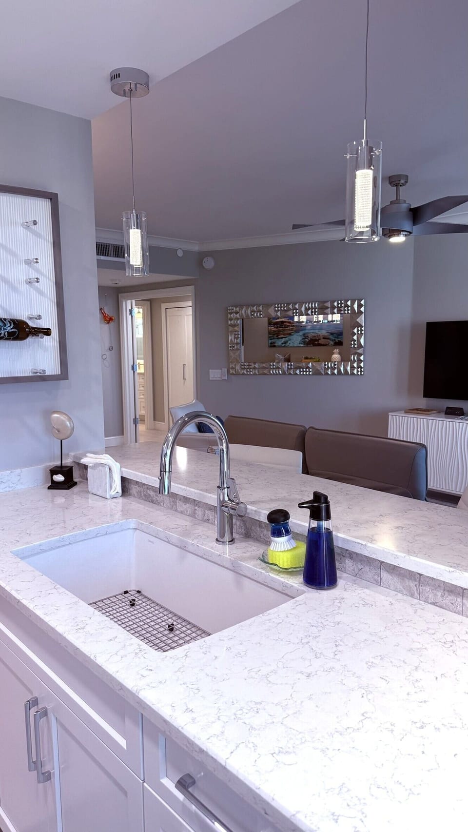 Kitchen into living room