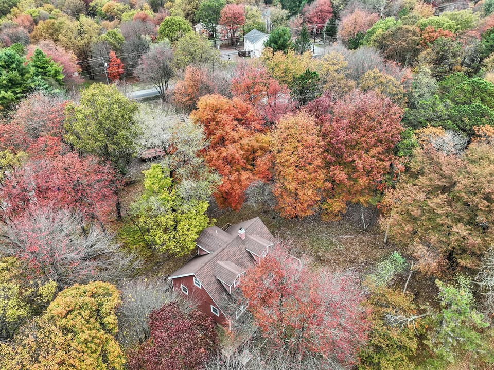 Bird’s-eye view of the property and its beautiful landscape.
