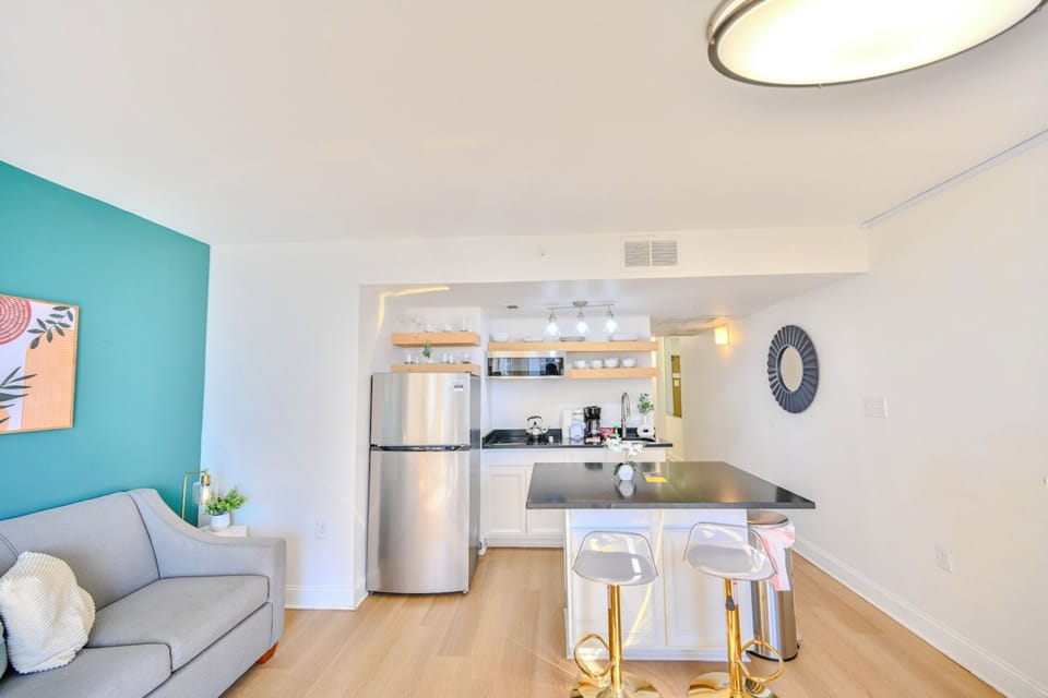 A bright, fully equipped kitchen ready for home-cooked meals.
