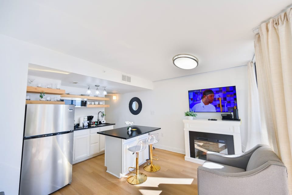 A modern kitchen designed for convenience and style.