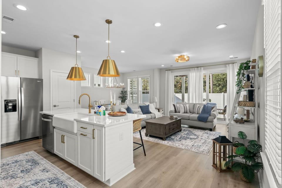 Open-concept living and dining