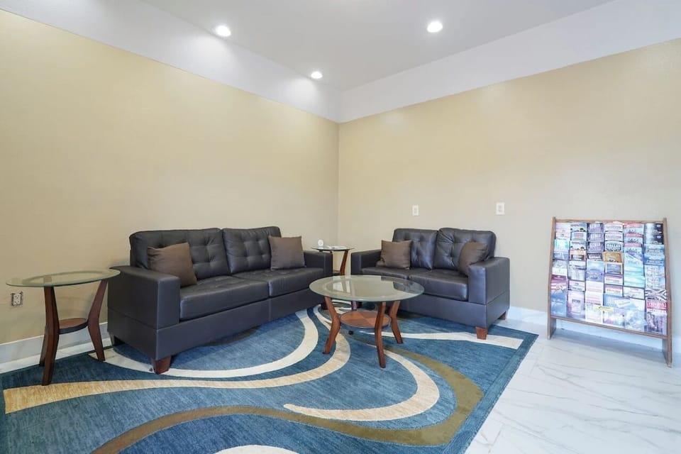 Kick back on plush seating while planning your day.