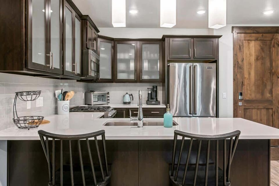 Kitchen counter with seats for two