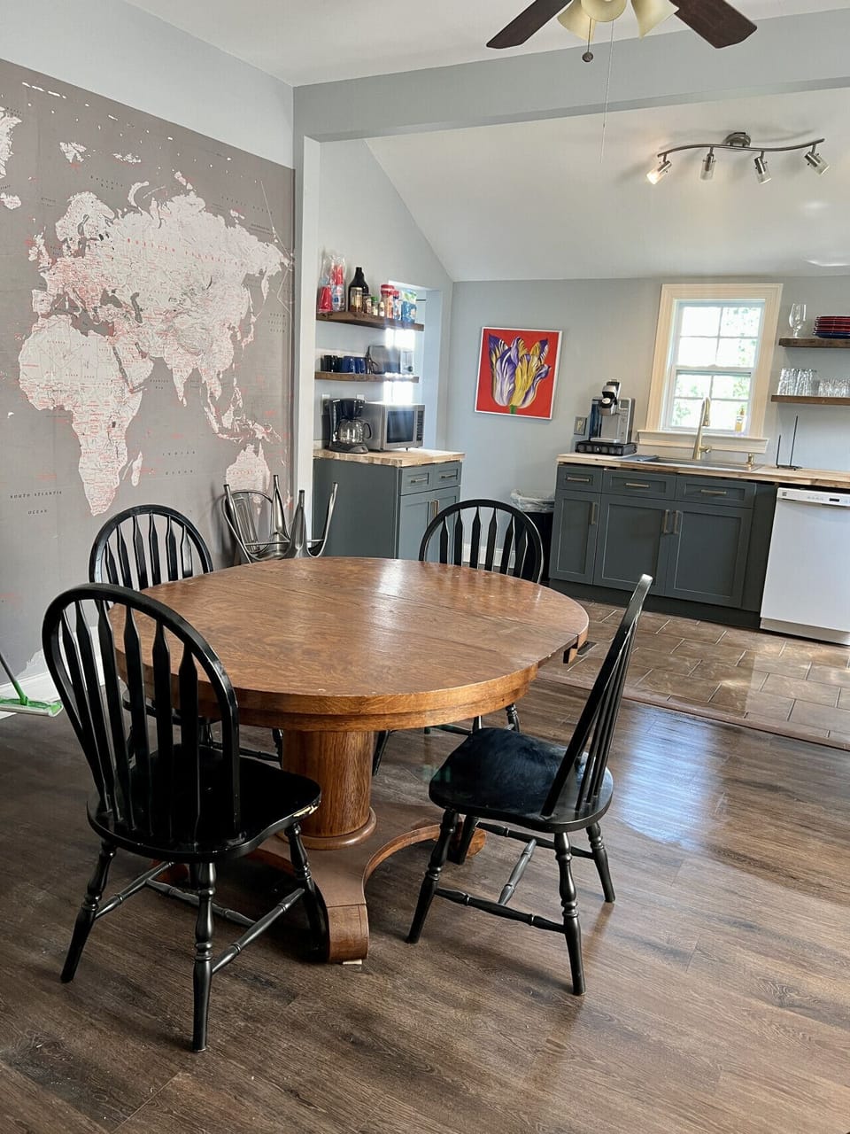 Dining space perfect for meals, work, or planning your day.