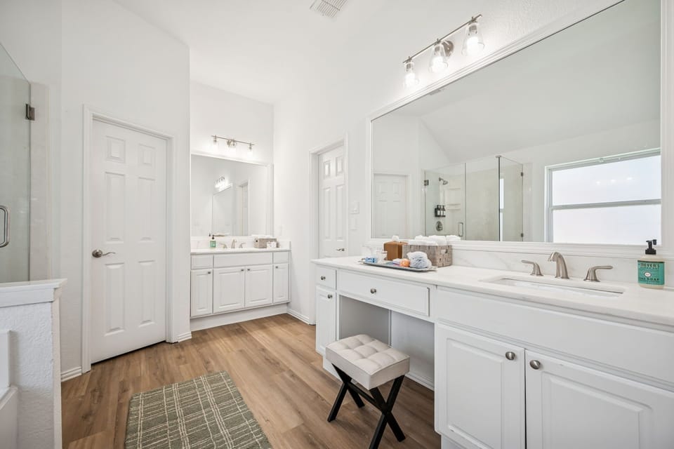 Primary bath with sep vanities 