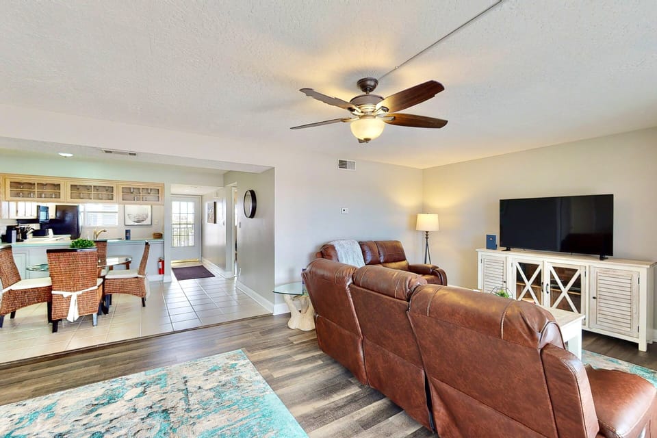 Kitchen seamless blends into living room