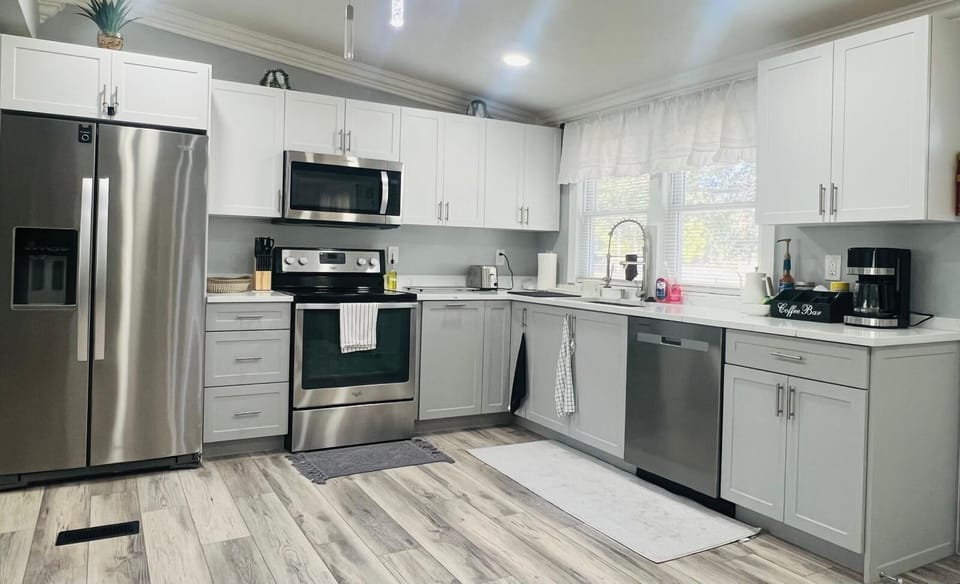 A bright, full-size kitchen designed for comfort and home-style cooking.