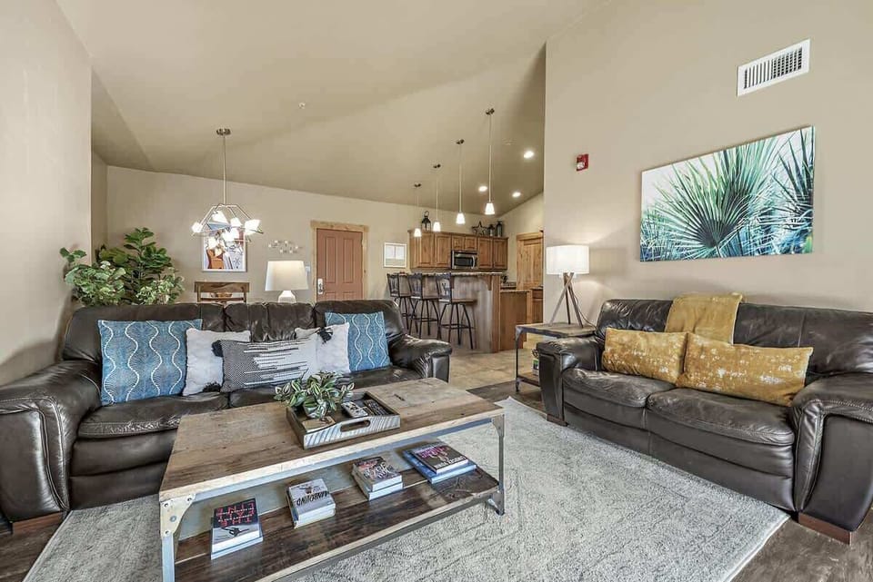 Open living area and kitchen