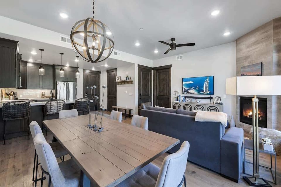 Living Room Dining Table & Kitchen
