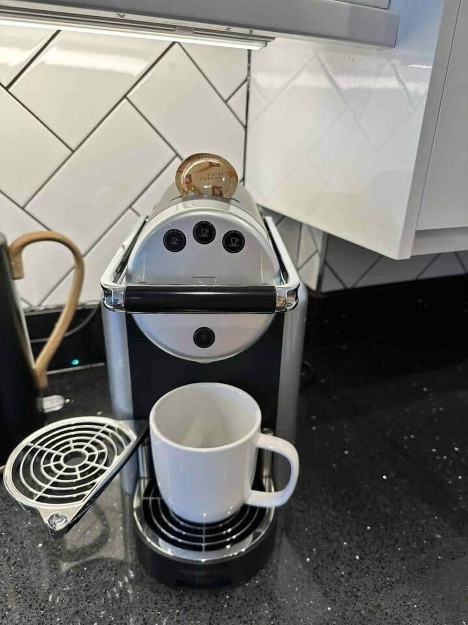 Nespresso coffee maker with pods provided