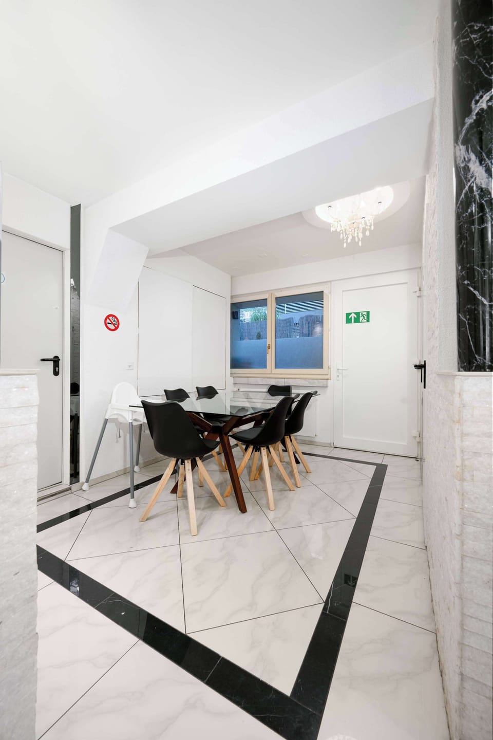 Shared dining area and common entrance space
