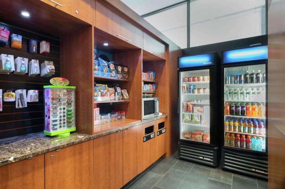 Snack shop with drinks, chips, and frozen items for guests