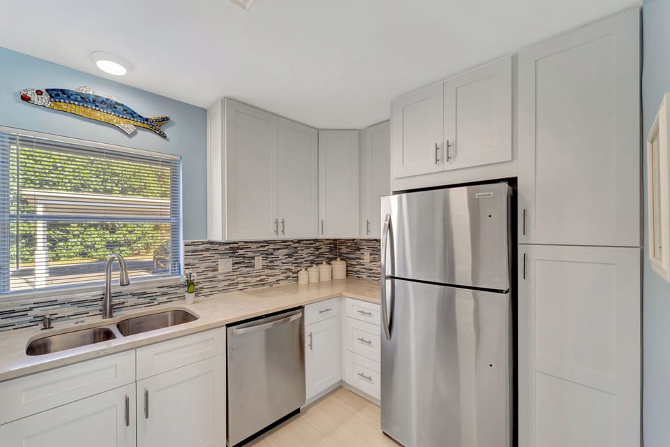 Kitchen fully equipped with essentials for home cooked meals