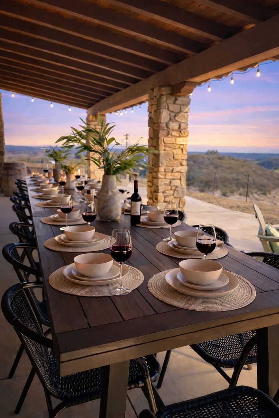 Memorable outdoor dining set up for 20 guests