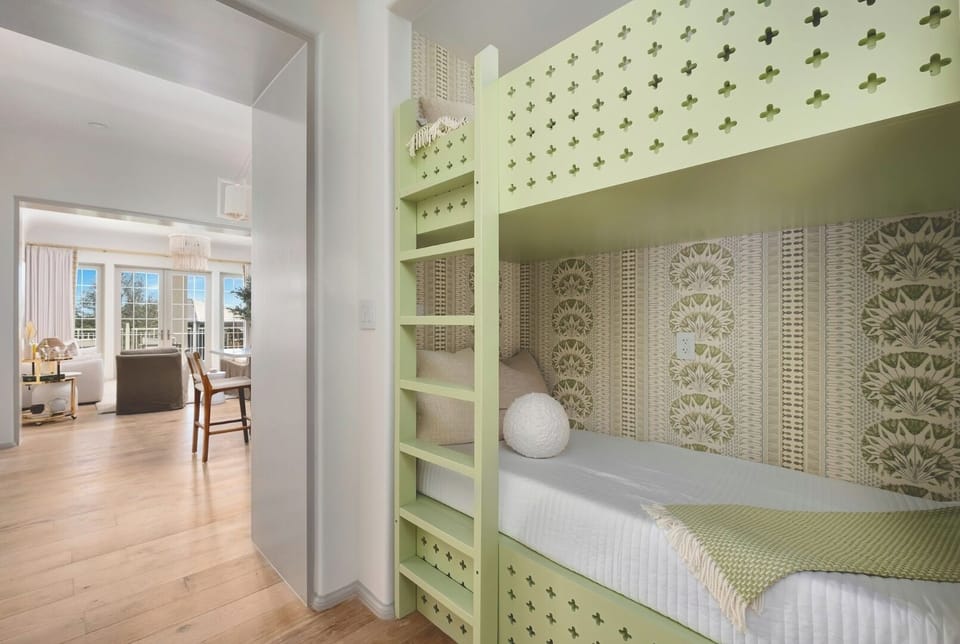Climb into cheerful bunks and settle in for sweet sleep.