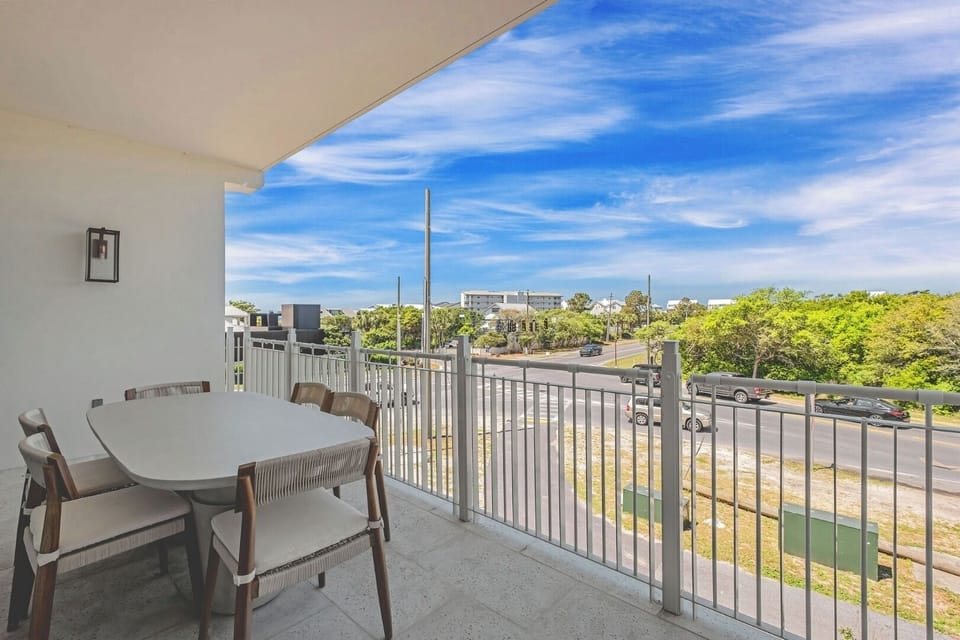 Start the day on the breezy balcony with neighborhood views.