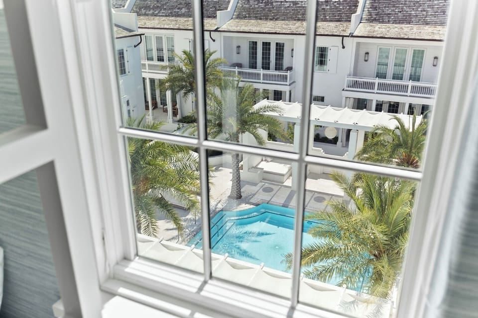 Peek over the courtyard pool and imagine a refreshing dip.