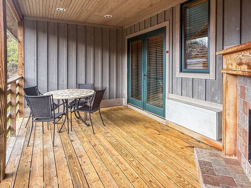 Covered Deck with Seating & Fireplace
