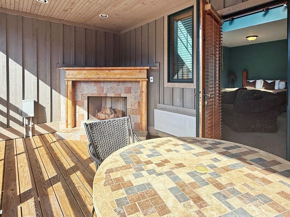 Covered Deck with Fireplace