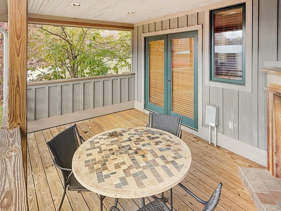 Covered Deck with Seating & Fireplace