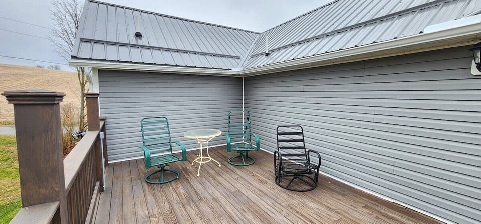 large deck overlooking the lawn