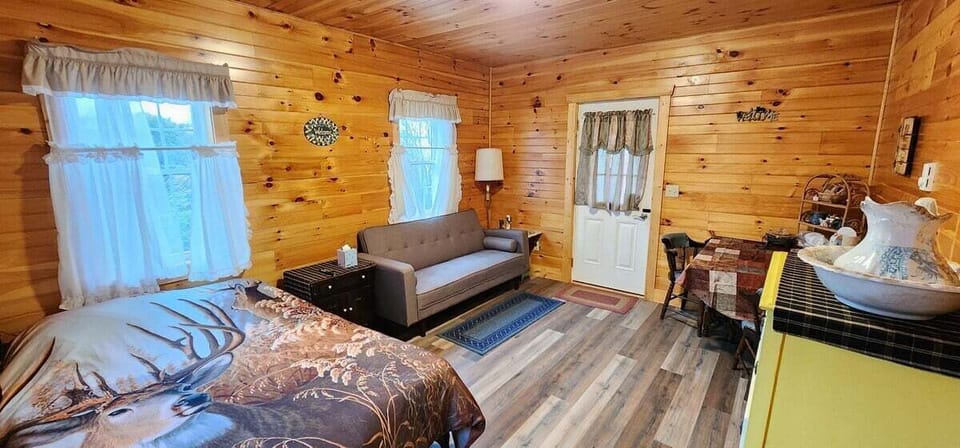 This is the only bedroom on the ground level away from the rest of the living area upstairs