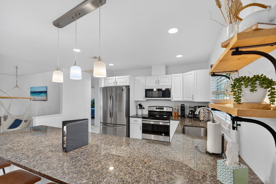 kitchen with welcome binder