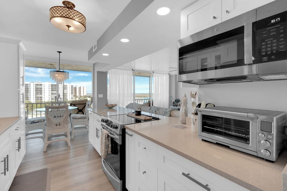 Fully equipped kitchen at Marina Towers 704