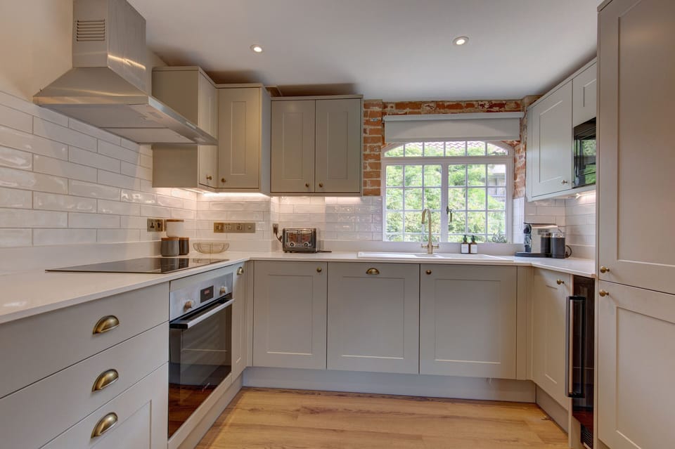 The Bolt House, Great Walsingham: A newly fitted streamlined kitchen