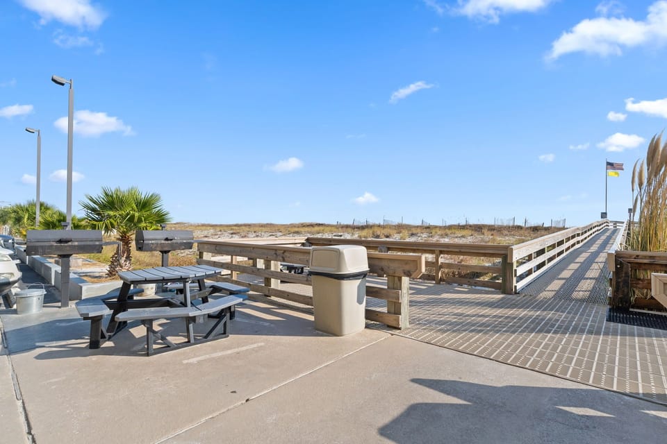 Outdoor Grill and Picnic Tables
