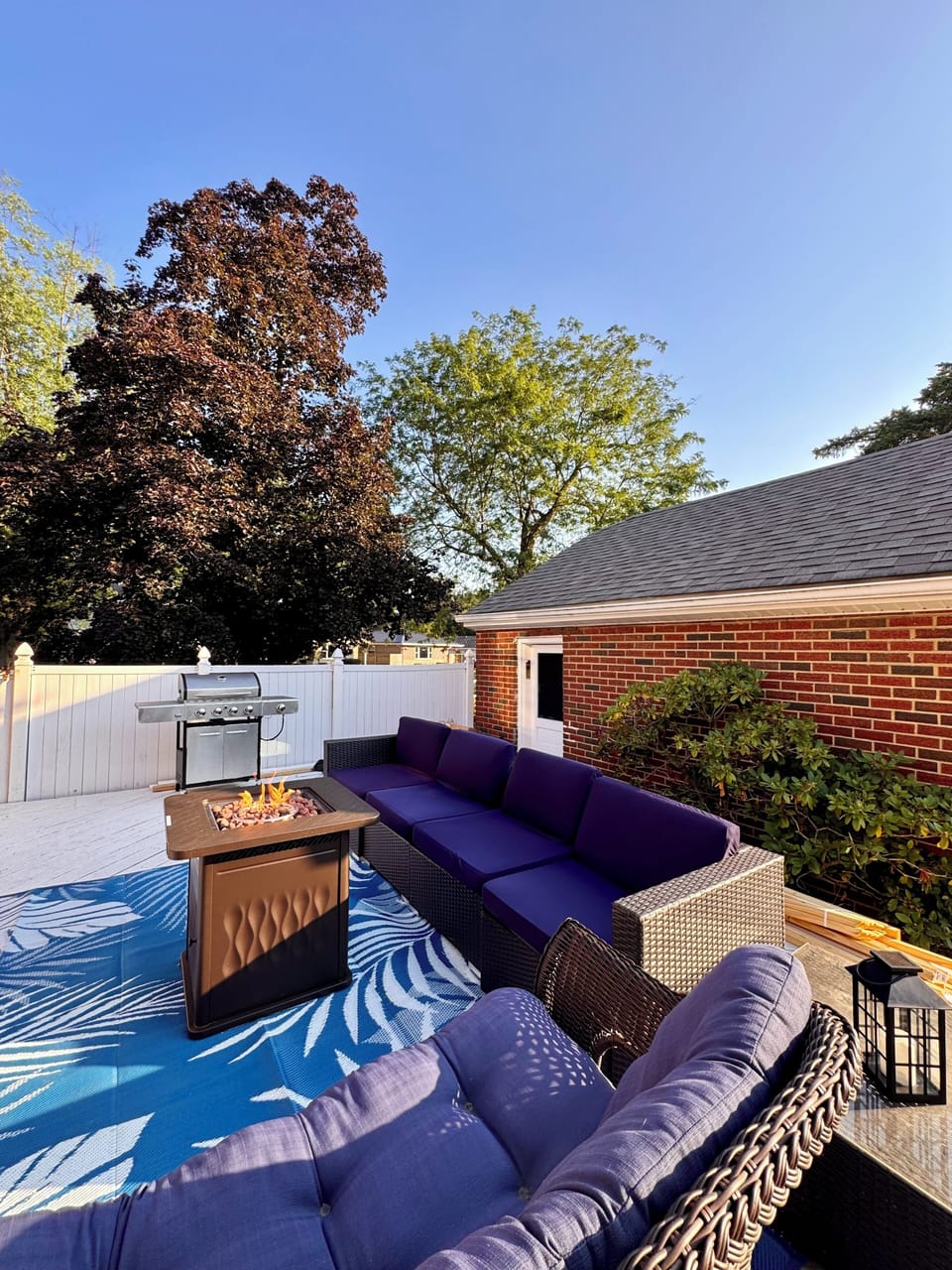 Grill, fire table, and private seating