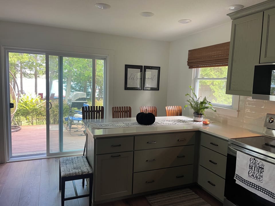 View of lake from kitchen