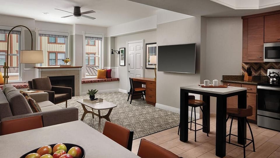 Living room and dining room