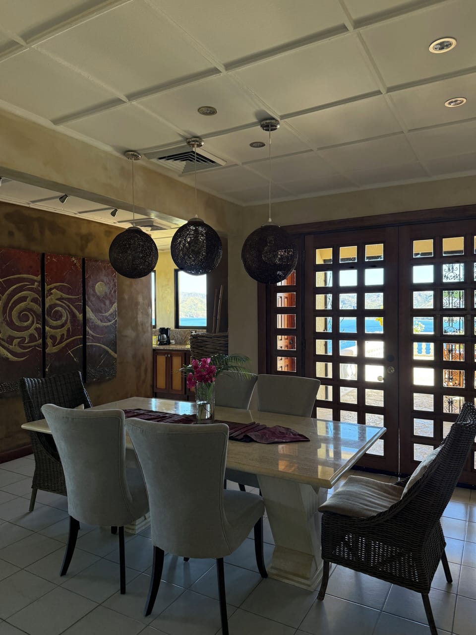 Dining table with seating for six