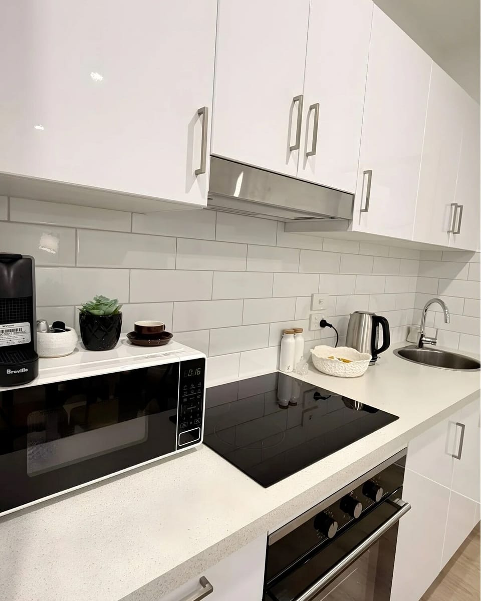 Well-equipped kitchenette with essentials for light cooking and longer stays.