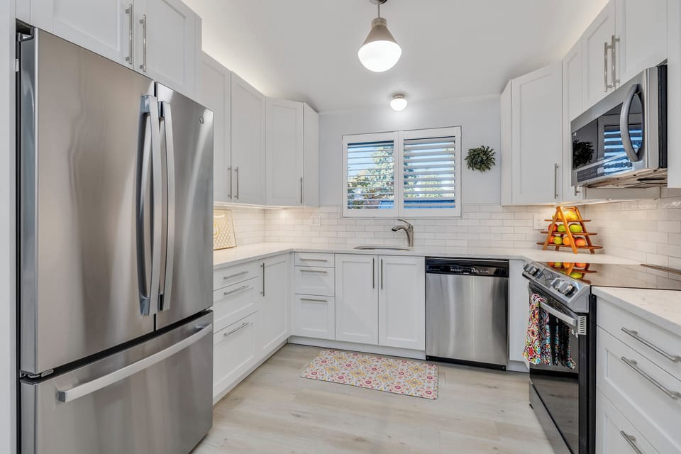 Newly remodeled kitchen with new appliances.