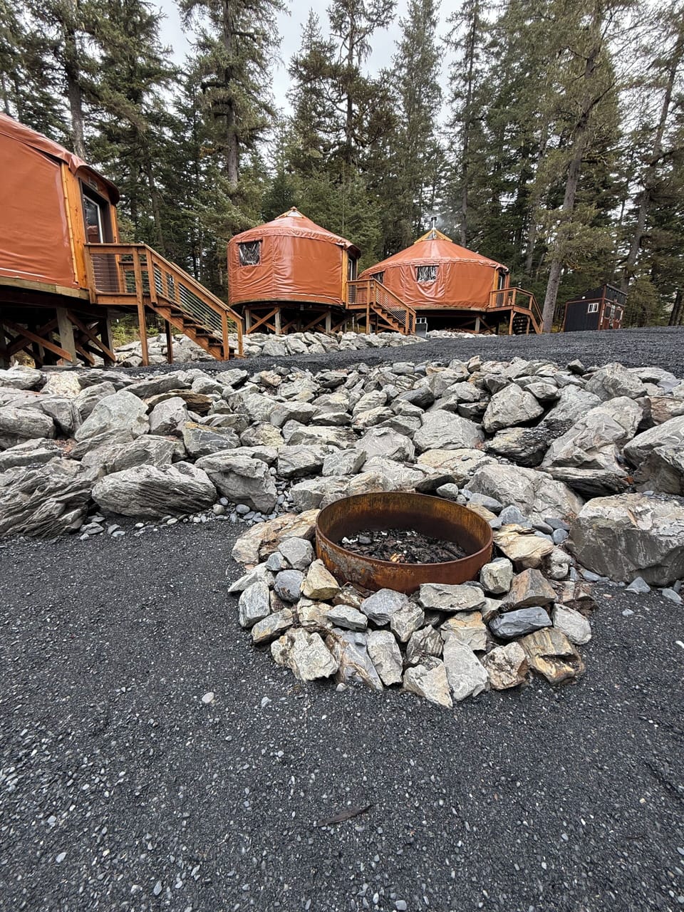 community fire pit, firewood can be purchased at Safeway grocery store