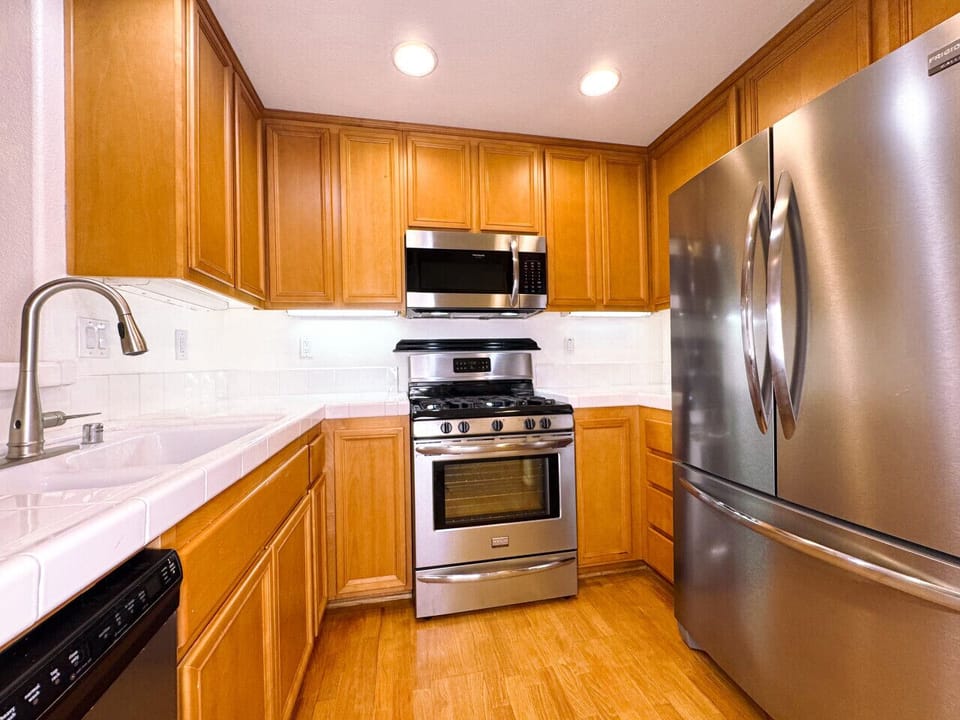 Kitchen with stainless steel appliances