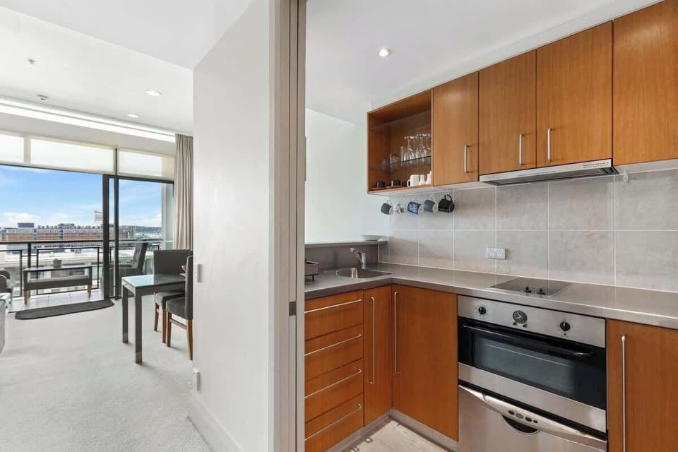 Kitchen with open-plan flow to living