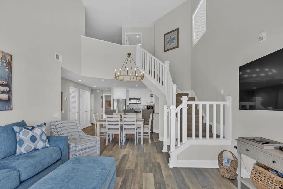 There is plenty of seating in the family room area.