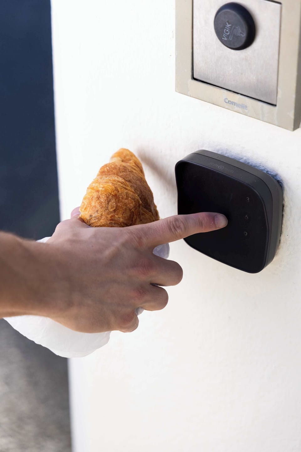 24/7 easy check-in with smart code for the gate. How about a croissant to go?