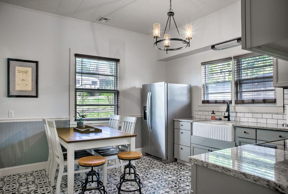 Large kitchen with dining table