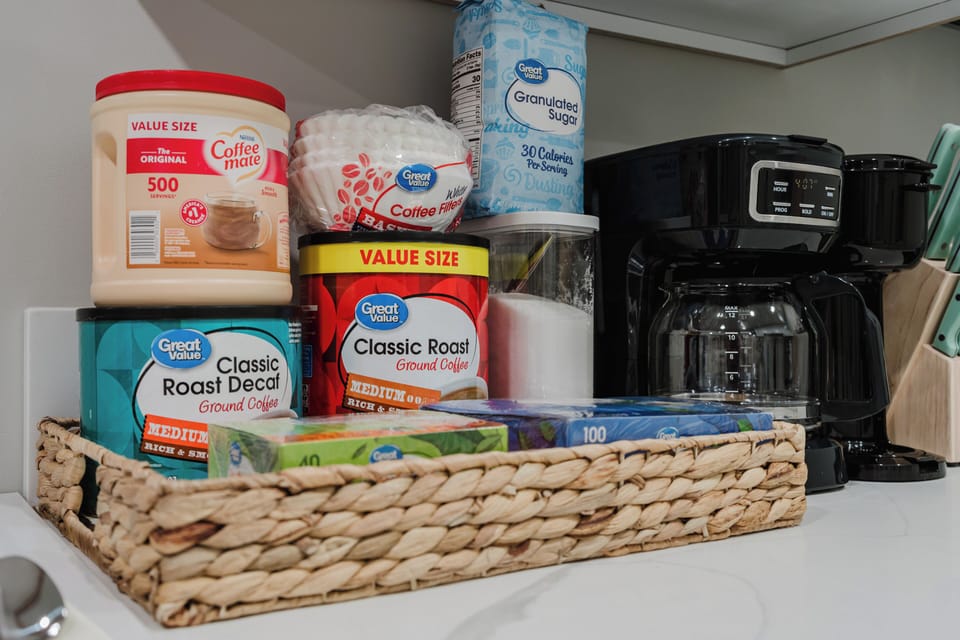 Enjoy coffee anytime with our convenient coffeemaker.