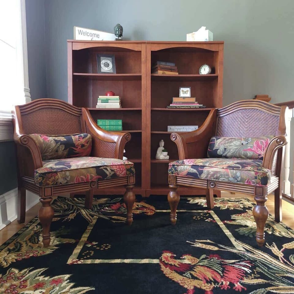 Reading nook on the second floor landing.